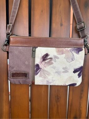Sixtease The New Vintage Floral Canvas Crossbody Bag Purple Brown